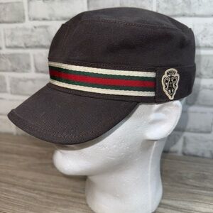 GUCCI NAVY BLUE Fitted Hat Cap Womens L ITALY